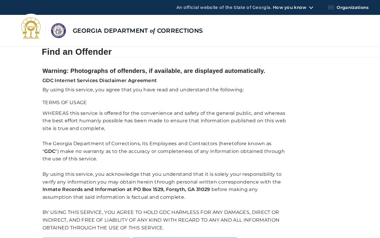 Georgia Department of Corrections offender search for release dates